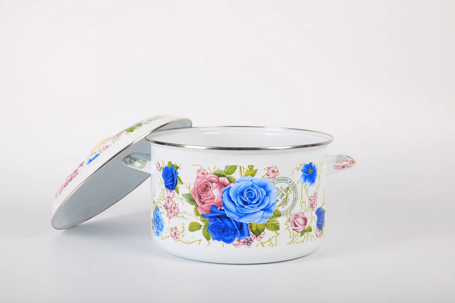 Caçarola 1,5L com tampa e alça esmaltada aço carbono 0,5mm